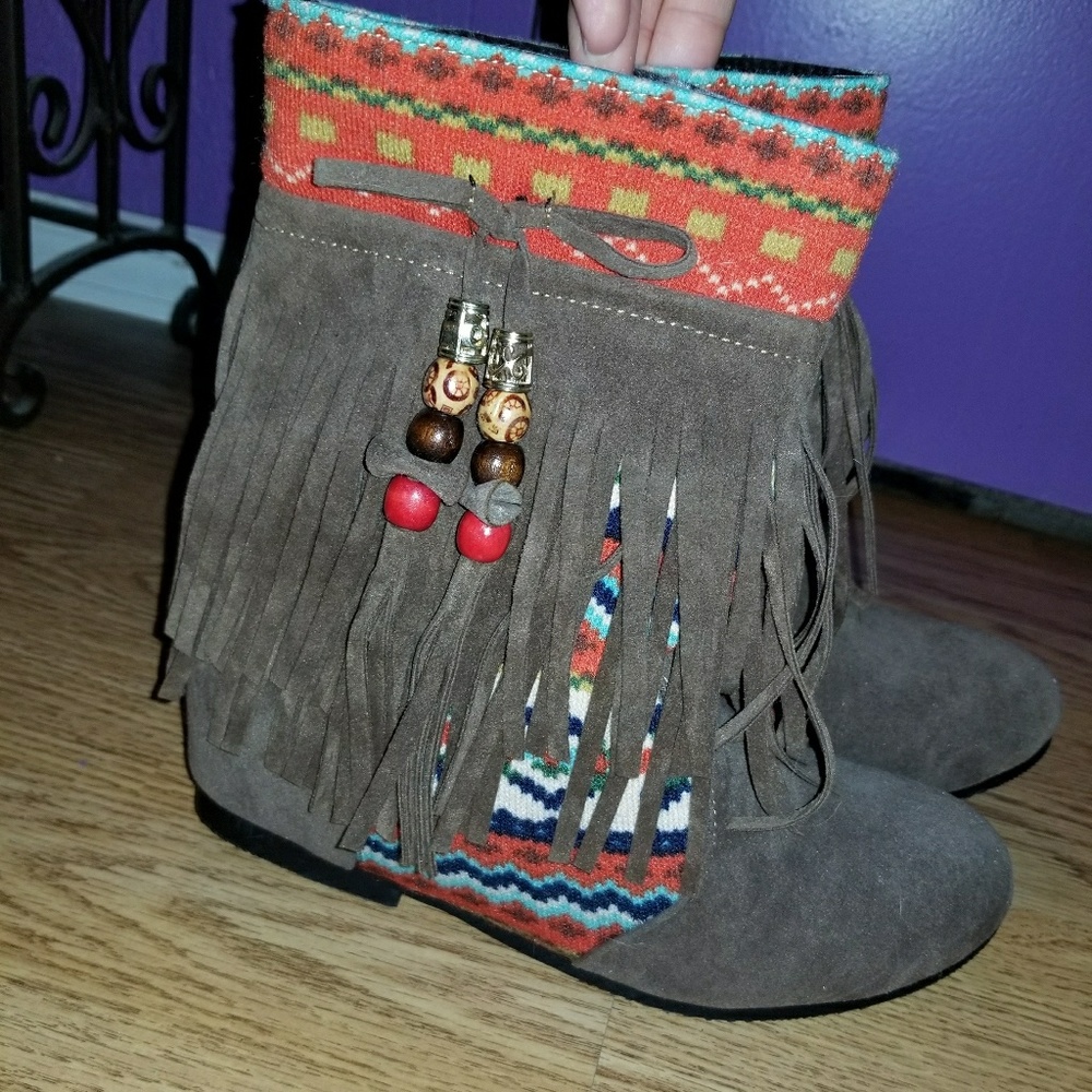 Fringe Booties BRAND NEW NEVER WORN